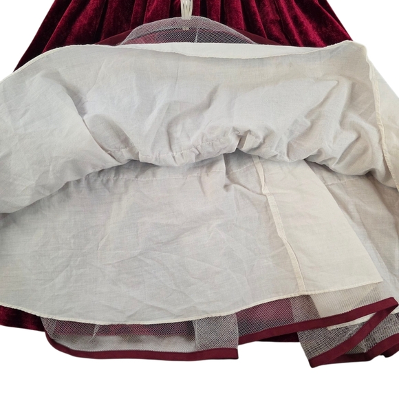 Rare Editions Velvet Holiday Dress Burgundy Lace Rosette Trim Girls Size 6 - Picture 4 of 8